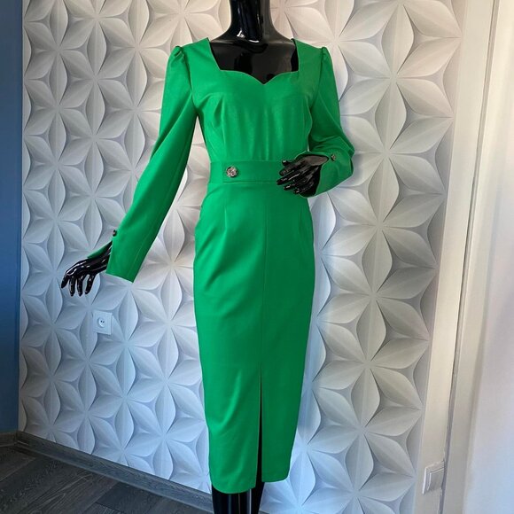 Elegant Green Dress, Unique Design, Made in Europe, Size - MP - Picture 1 of 6